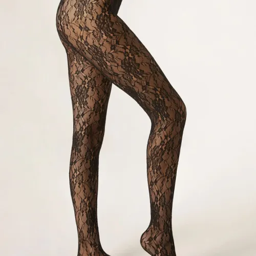 Collant en Dentelle à Fleurs