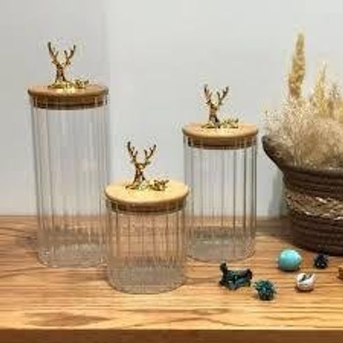 Lot de 3 Bocaux de Rangement Hermétiques en Verre avec Couvercles 
