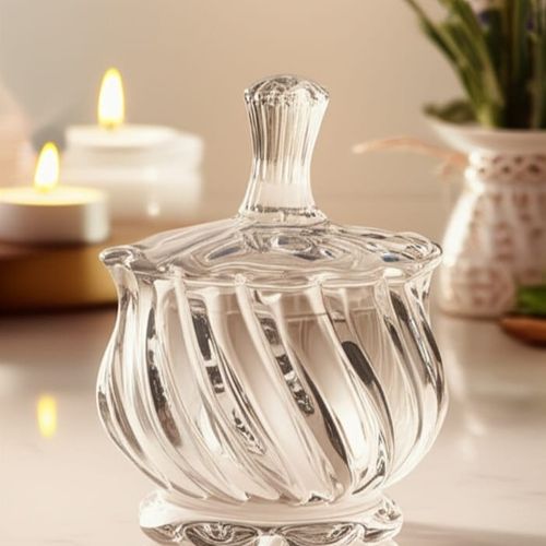 Sucrière -Bonbonnière en Verre avec Couvercle en Cristal, Couvert Décoratif 250 ml