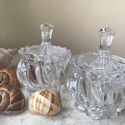 Sucrière -Bonbonnière en Verre avec Couvercle en Cristal, Couvert Décoratif 250 ml