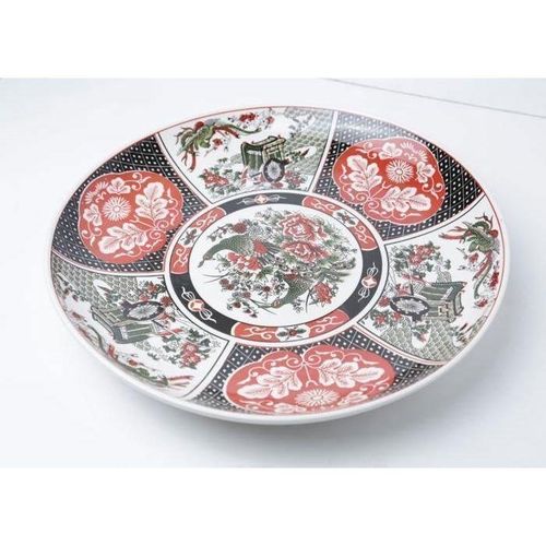Plat porcelaine imprimé model taous 36cm Assiette de service Plat de service Plats froids Assiette plate en céramique en relief de 36 cm Grande assiette ronde Assiette occidentale Assiette à dîner