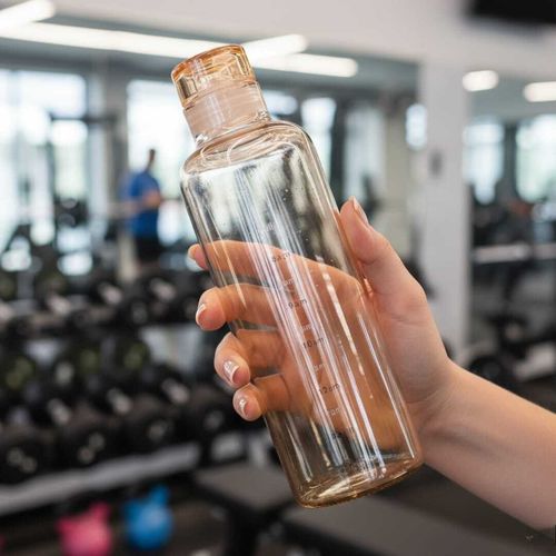 Bouteille deau en verre résistant transparent -adultes et enfants, les voyages, la gym, le quotidien -600Ml-couleurs aléatoires
