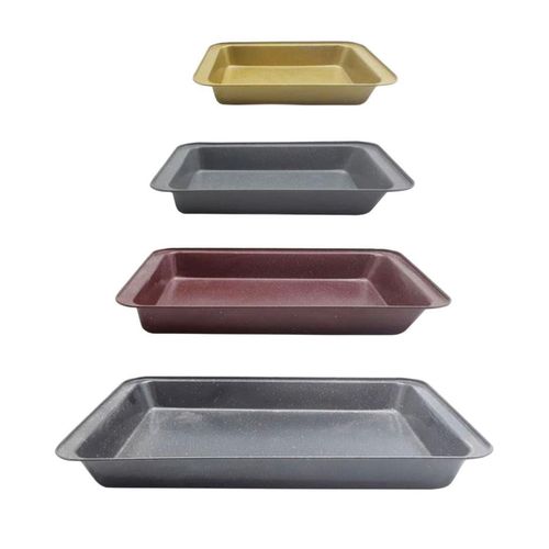 Set 4 plats à four pour plats et gratis ou moiles pour gateaux,4 Plats a Four Rectangulaires antihadesifs - Gratin Plat à Rôtir Antiadhésif- Plateau Four Acier Plaque à Rôtir Rectangulaire le GM 48.2/32/5.5cmMM 43/29/5.5cm,PM 37.8/25.5/5.5cm Et PM 32.4/22.3/5.3cm.