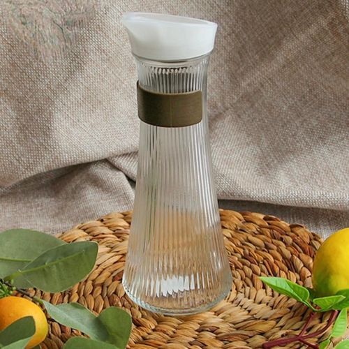 Carafe d'eau + d'etail en cuir , Multiusage -Pot de Stockage en Verre,- Bouteille de Jus ou d'eau 1L