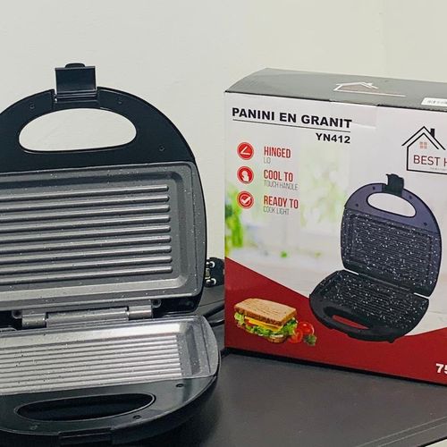 Panini 2 tranches puissant et resistant best home 750W. Grill Panini, 750W Appareil Panini avec Plaques Anti-adhésif, Appareil Croque Monsieur, Température Automatique, Indicateur LED, Poignée Cool Touch