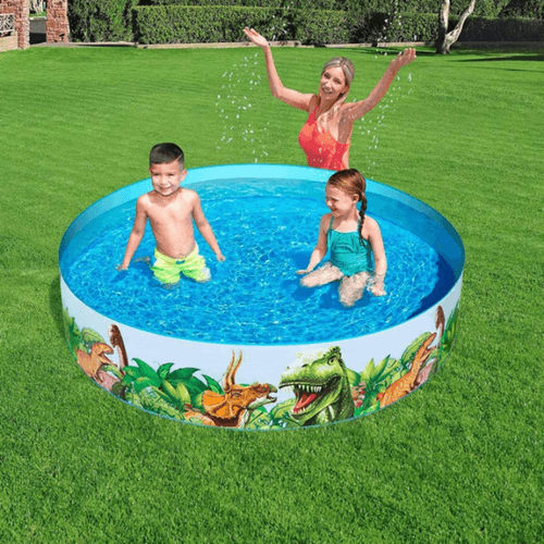 Bassine d’eau enfant en forme de dinosaure sans besoin de gonflage 1.83 m x 38 cm.