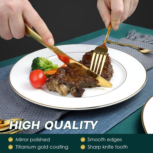 Ensemble de 18 couverts de table en acier inoxydable doré pour La Cuisine Familiale, Le Restaurant