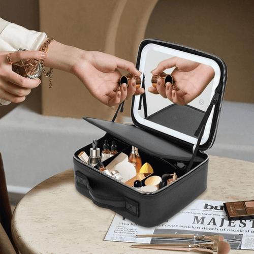 Coffret de Rangement Maquillage avec Miroir LED
