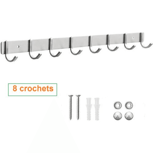 8 crochets en métal et aluminium pour salle de bain