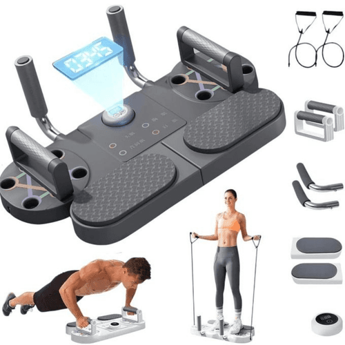 Planche de Pompes Portable avec Bandes de Résistance, Équipement pour Abdominaux et Bras