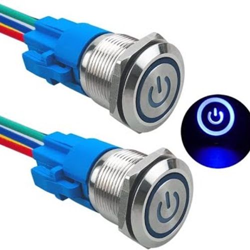 1pcs Bouton-Poussoir en Métal Waterproof avec Lumière LED et Verrouillage Momentané