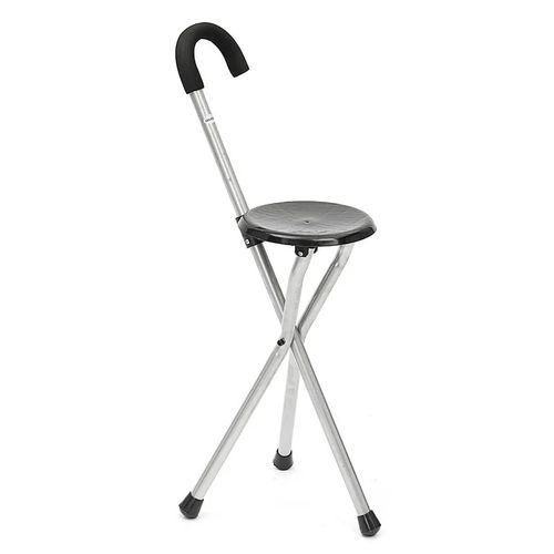 Canne de marche convertible en chaise pour seniors