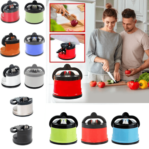 Aiguiseur De Couteaux Compact Avec Ventouse Pour Couteaux De Poche Et De Cuisine - Couleur Aléatoire