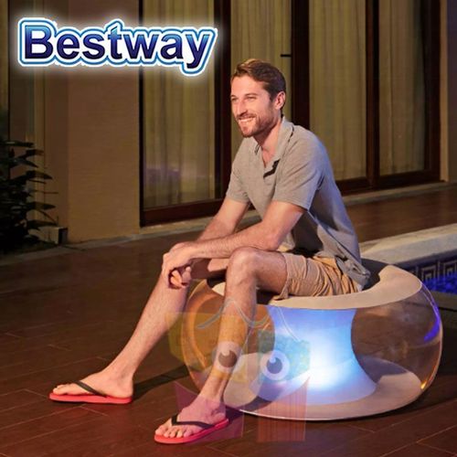 Pouf Gonflable Rond avec LED Multicolore 