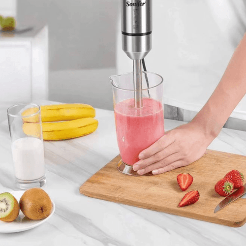 Mixeur plongeant multifonction 3 en 1, hachoir et fouet électrique en acier inoxydable 600 W pour la cuisine