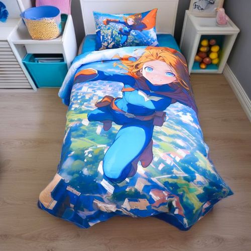 Housse de couette Fille Souffle de Liberté + 1TO - 1  Place (160x220 cm) - Collection Galaxie des Héros