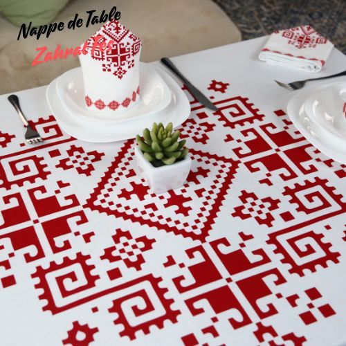 Nappe Zahrat Fès de la Collection Touches de Fès Luxueuses - Rouge