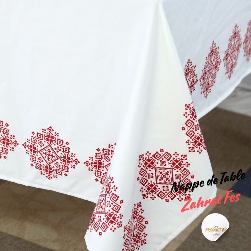 Nappe Zahrat Fès de la Collection Touches de Fès Luxueuses - Rouge