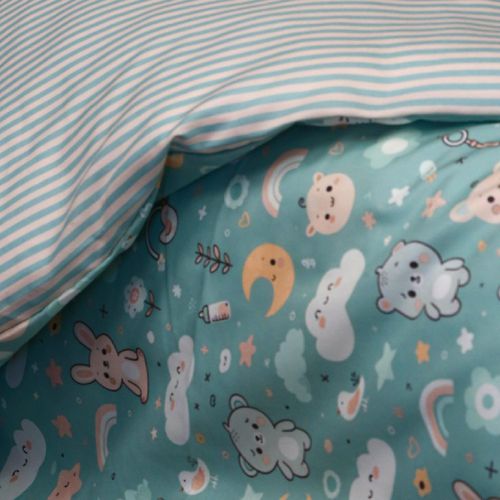 Housse de Couette Bébé Premium Double Face Pas dOurson (Housse -115x130cm- + 1 TO -30x50 cm-) - pour Votre Bébé // Collection Berçeaux de Rêves !