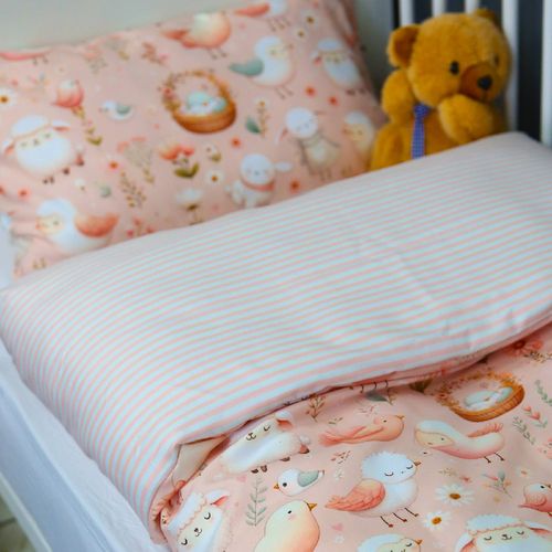 Housse de Couette Bébé Premium Double Face Complices Fleuris (Housse -115x130cm- + 1 TO -30x50 cm-) 