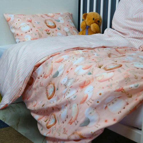 Housse de Couette Bébé Premium Double Face Complices Fleuris (Housse -115x130cm- + 1 TO -30x50 cm-) 