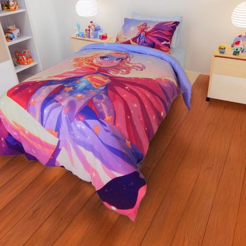 Housse de Couette Messagère du Cosmos 1 Place  (160x220 cm) + 1 Taies d’Oreiller