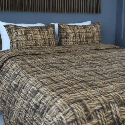 Housse de Couette Raphia Vintage -  L’élégance Tissée par la Nature