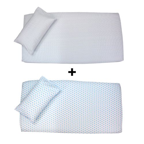 Set Draps Housse Bébé Imprimé Bleu Serenity (2 Draps housse 60x120 cm) + (2 TO 30x50cm)