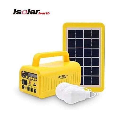 Isolar Kit système déclairage Solaire, panneau solaire avec Radio FM, lecteur MP3, deux lampes