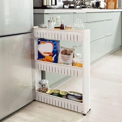 Etagère 3 étages à roulettes,chariot de stockage, meuble de rangement de cuisine