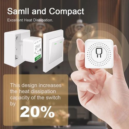 Mini Commutateur Wifi 16a,2 Voies, Relais, Minuterie, Fonctionne Avec Alexa, Google Home