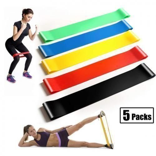 Kit de 5 Bandes de Résistance Fitness Extensible, Accessoires de Sport pour Musculation et Cardio