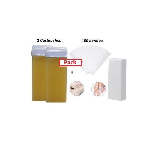 Pack 2 Cartouches Cire + paquet de 100 papier dépilatoire