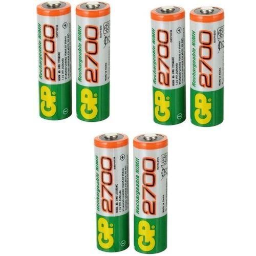 6 pcs/lote AA GP originale batterie rechargeable 2700 mah / GP 2700 GP batteries piles 1.2v