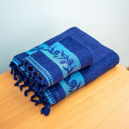 Hadab pack 2 piece serviette de bain 100% coton 550GM - bleu nuit 90*150-50*90