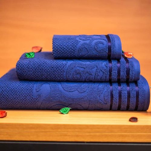 Cassilia Pack 3 Serviettes 100% Coton Bleu Marine