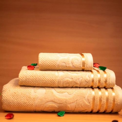 Cassilia pack 3 serviettes 100% coton beige