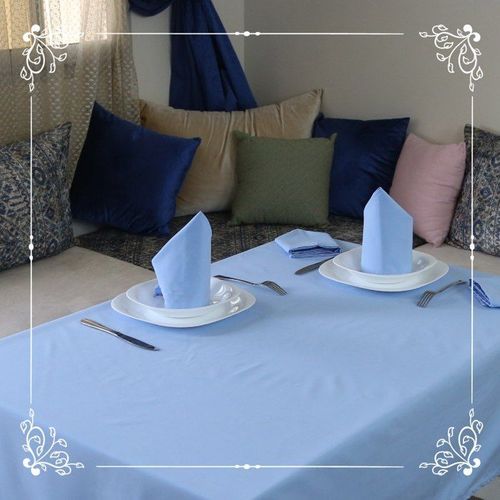 Nappe de Table et Serviettes Anti-tache Assorties - 140x190 cm - Bleu