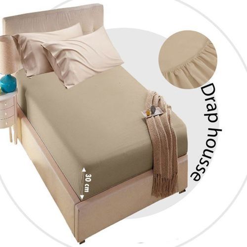 Drap Housse - Beige - Antiallergique - 90x200 cm - Coton Naturel