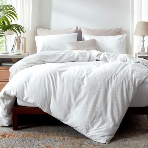 Housse de Couette Blanche + 2 Taies d’Oreiller - 220x240cm