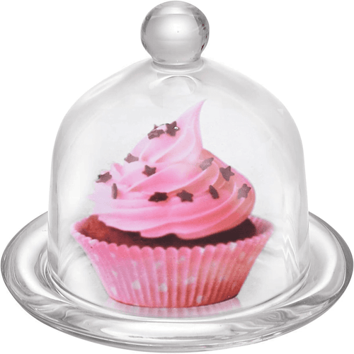 Plat de présentation rond en verre transparent avec couvercle