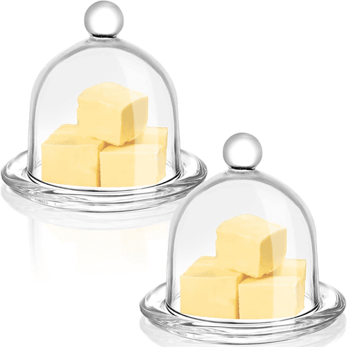 Plat de présentation rond en verre transparent avec couvercle