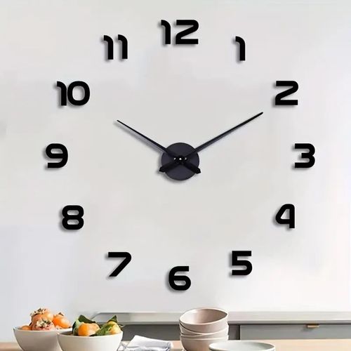 Grande horloge murale autocollante 3D – Design élégant (colleur aléatoire)
