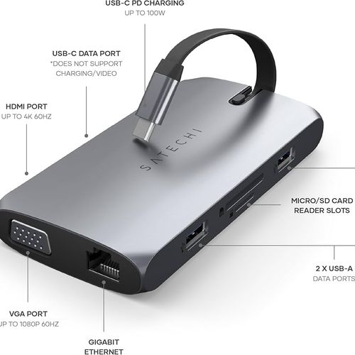 Adaptateur multiport USB-C on-The-Go 9-en-1 (Gris sidéral)