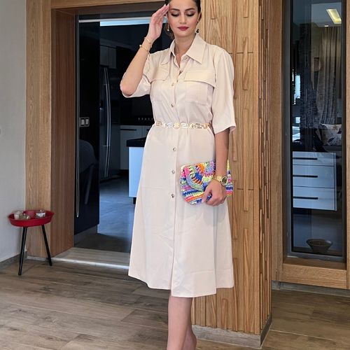 Robe-chemise en gabardine
