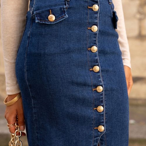 Jupe longue en jean avec boutons