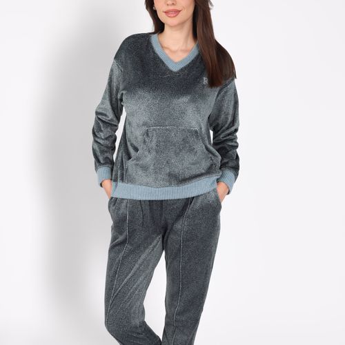 Ensemble Pyjama Col V à Poche | Collection Velvet MLC