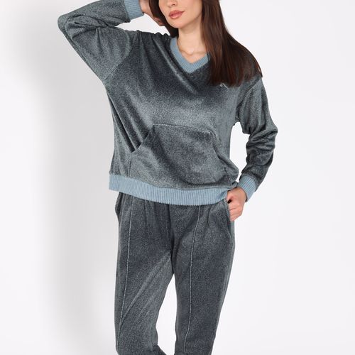 Ensemble Pyjama Col V à Poche | Collection Velvet MLC