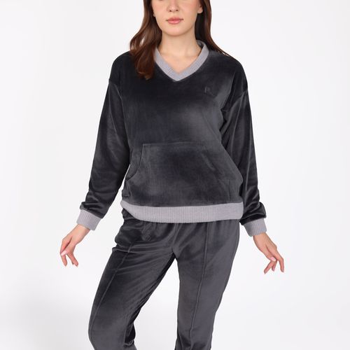 Ensemble Pyjama Col V à Poche | Collection Velvet MLC