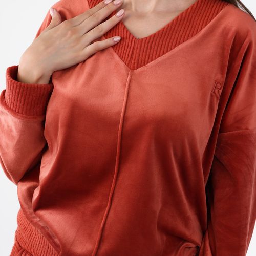 Pyjama Col V à Pantalon Evasé | Collection Velvet MLC